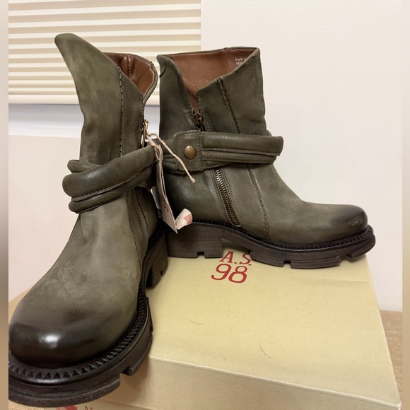 A.S.98 Linden Jungle Green Ankle Boots steampunk NEW EU 38 US 7.5 - Picture 6 of 8